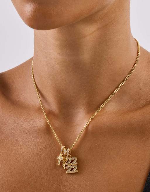 Cernucci Cherub triple motif 12mm necklace in gold, 4 of 4