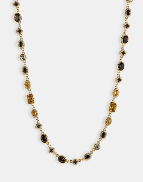 Cernucci Chocolate motif multi gemstone 6mm chain in gold - view 1