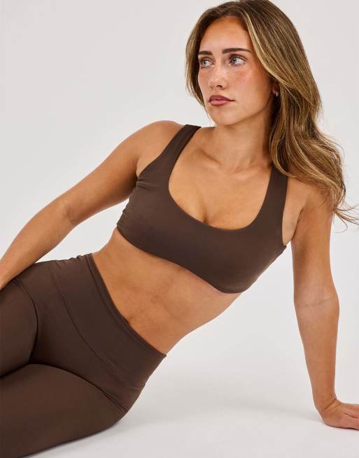 Cernucci Classic scoop neck bralet in brown, 3 of 4