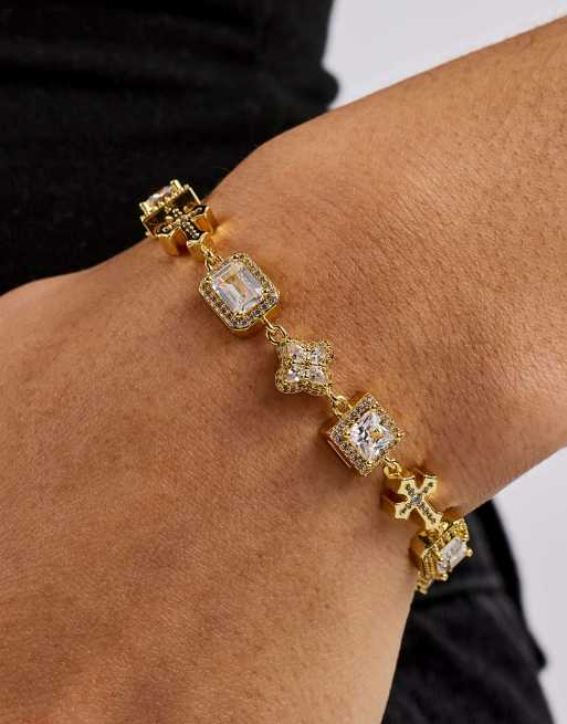 Cernucci Clear motif & cross gemstone bracelet - 8mm in gold, 2 of 3