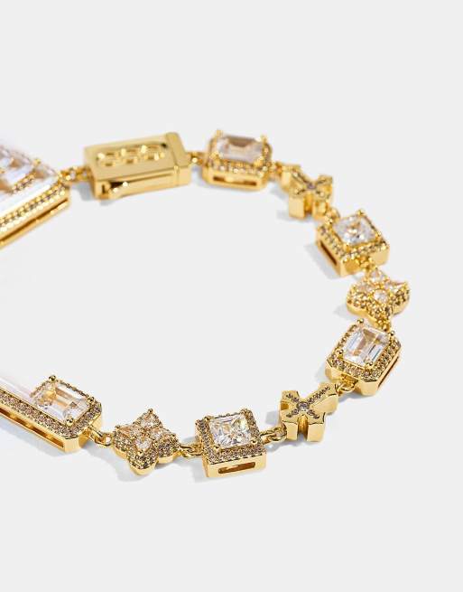 Cernucci Clear motif & cross gemstone bracelet - 8mm in gold, 3 of 3
