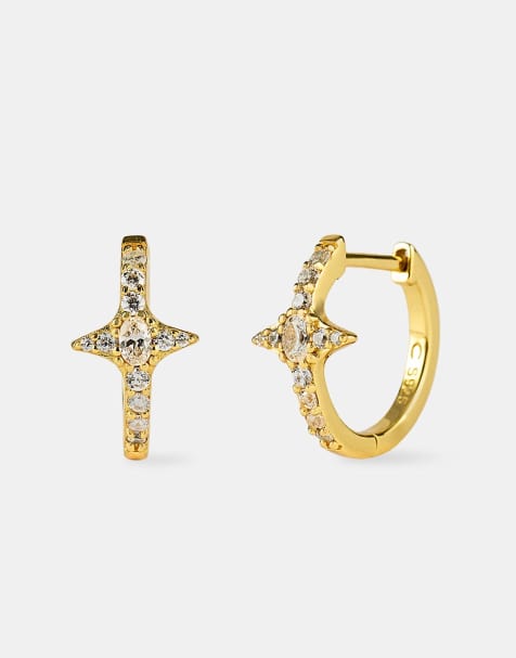 Cernucci Clear star hoop earrings - 15mm in gold - view 1