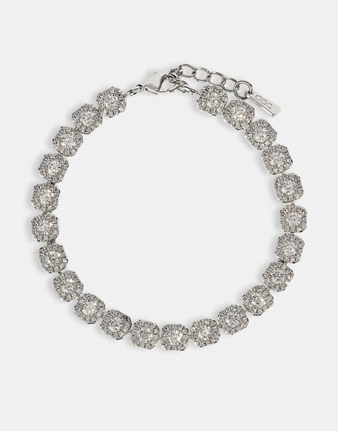 Cernucci Clustered tennis bracelet - 7mm in white - view 1