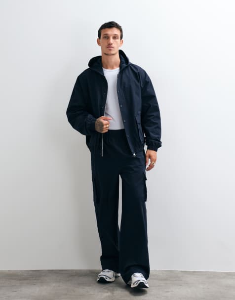 Cernucci - Co-ord set van utility jack en cargobroek van nylon met textuur in blauw - view 1