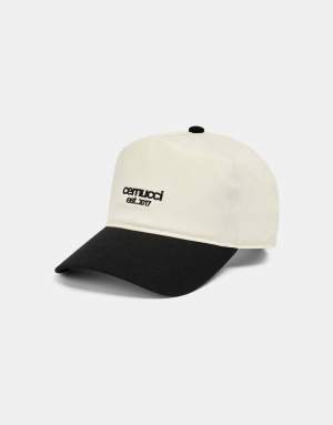 Cernucci Contrast micro logo cap in cream and black