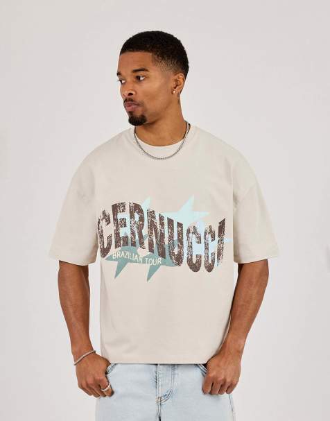 Cernucci Cracked Cernucci star print boxy t-shirt in beige - view 1