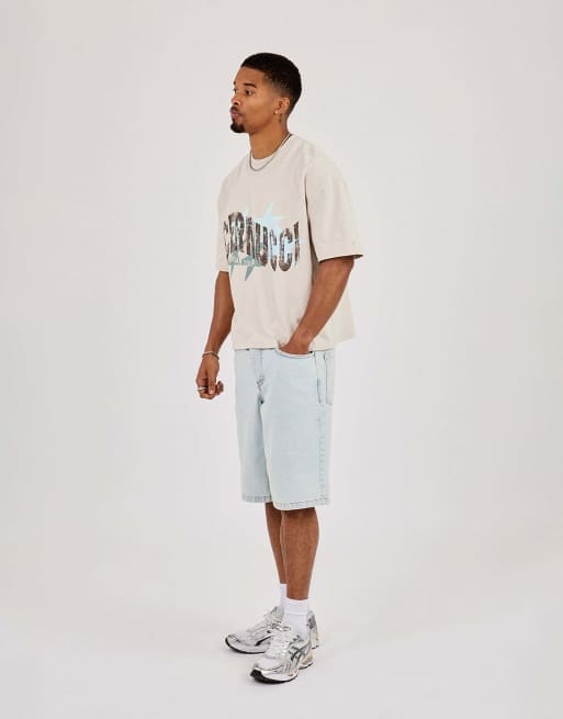 Cernucci Cracked Cernucci star print boxy t-shirt in beige, 3 of 4