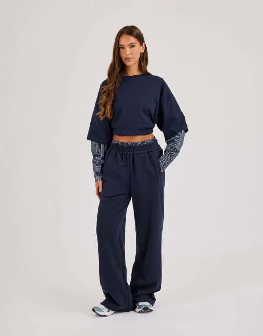 Cernucci Cropped oversized t-shirt with layered shirt in blue, 4 of 4