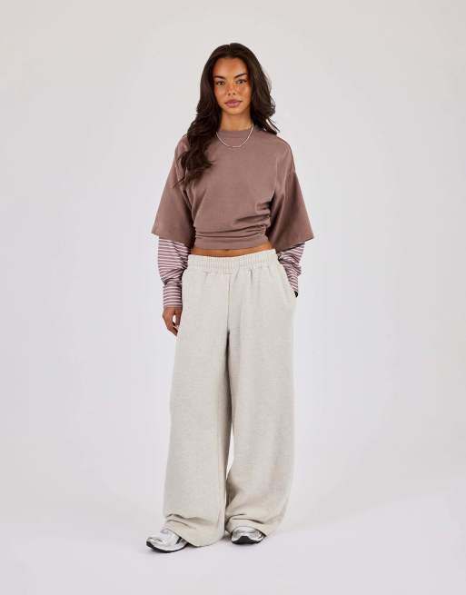 Cernucci Cropped oversized t-shirt with layered shirt in brown, 4 of 4