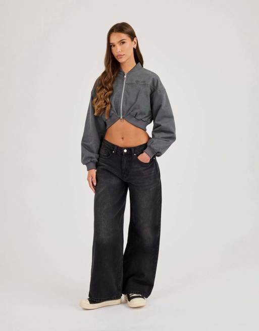Cernucci Curved hem cropped bomber jacket in grey, 4 of 4