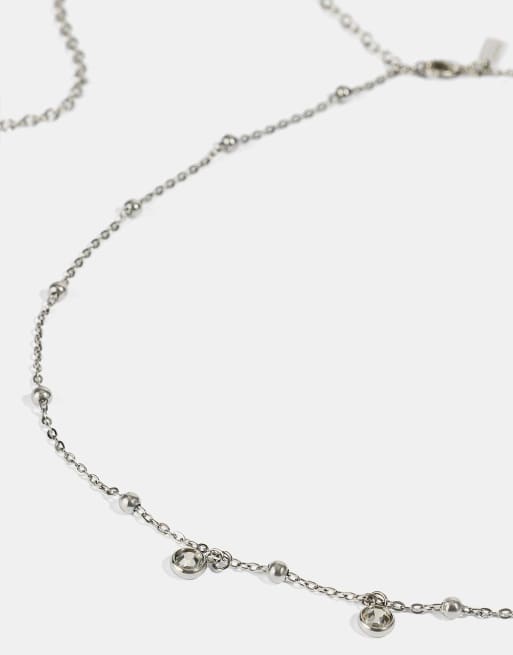 Cernucci Cz droplet body chain - 10mm in silver, 4 of 4
