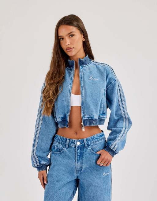 Cernucci Denim taping bomber jacket in blue, 4 of 4