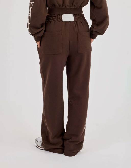 Cernucci Distressed print wide leg jogger in brown, 3 of 4