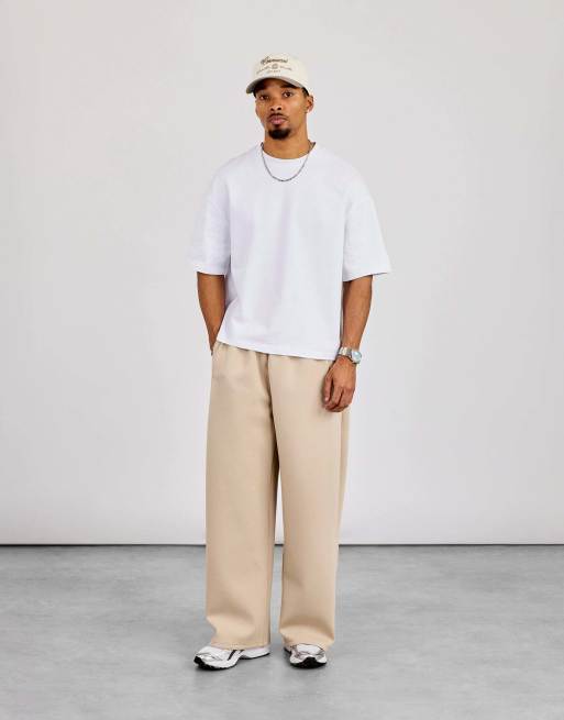 Cernucci Double knit baggy fit trouser in beige, 3 of 4