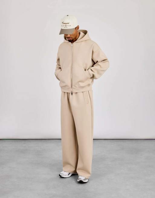 Cernucci Double knit baggy fit trouser in beige, 4 of 4