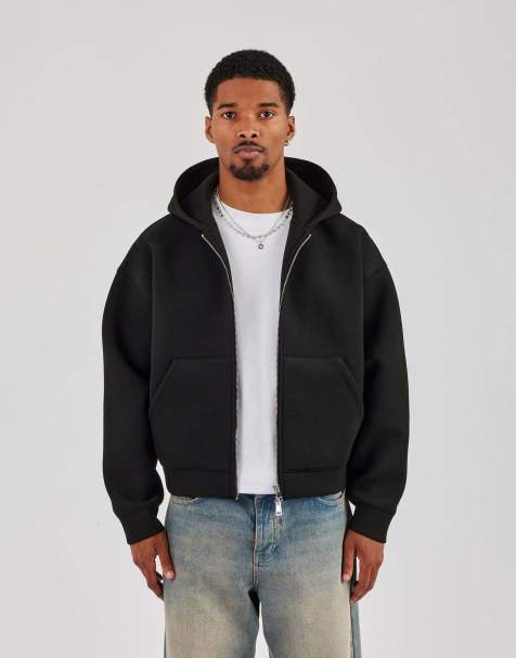 Cernucci Double knit zip through boxy hoodie in black - view 1
