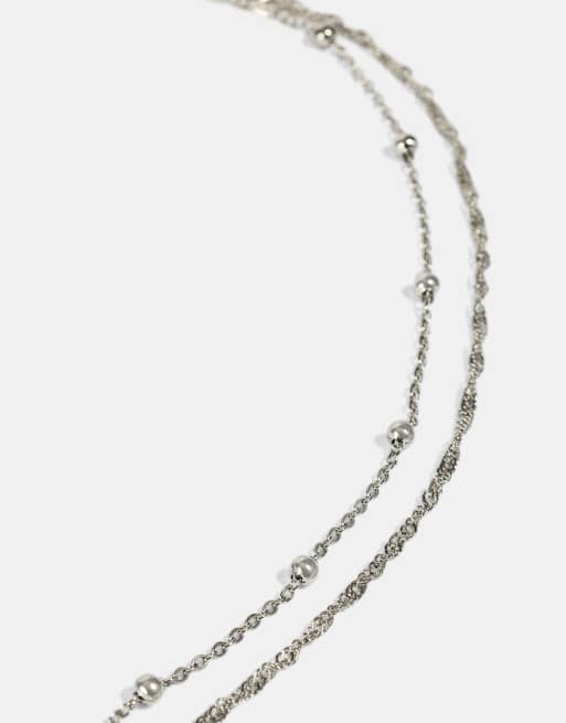 Cernucci Double layer bead body chain - 3mm in silver, 2 of 4