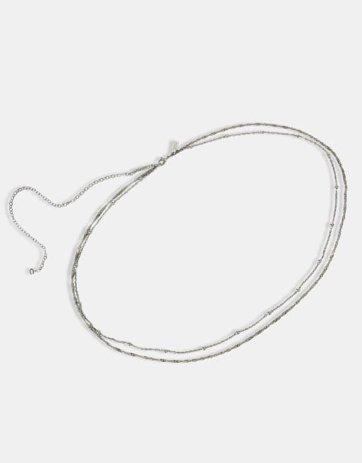 Cernucci Double layer bead body chain - 3mm in silver, 3 of 4