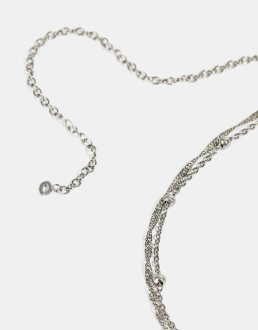 Cernucci Double layer bead body chain - 3mm in silver, 4 of 4