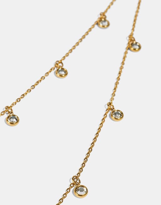 Cernucci Double layer cz droplet body chain - 10mm in gold, 2 of 5