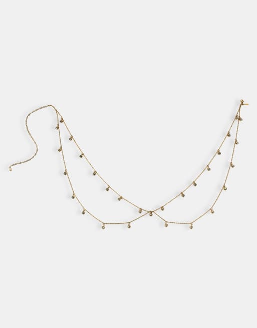 Cernucci Double layer cz droplet body chain - 10mm in gold, 3 of 5