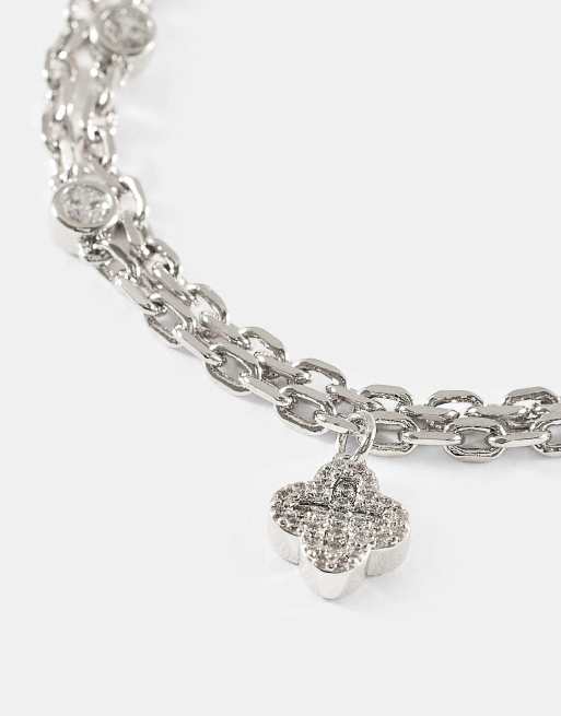 Cernucci Double layer iced & motif rolo bracelet - 10mm in white, 2 of 3