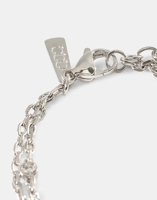 Cernucci Double layer iced & motif rolo bracelet - 10mm in white, 3 of 3