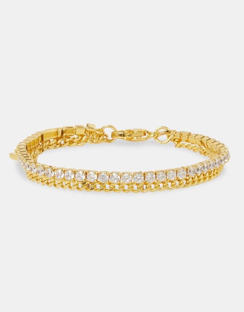 Cernucci Double layer micro tennis & cuban 2.5mm bracelet in gold - view 1