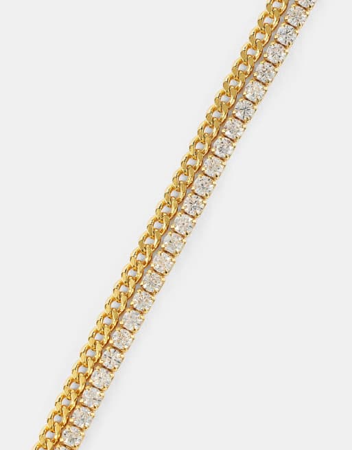 Cernucci Double layer micro tennis & cuban 2.5mm bracelet in gold, 2 of 3
