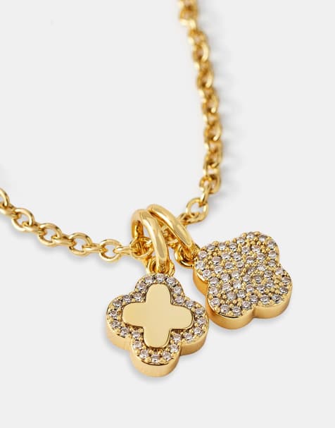 Cernucci Double motif pendant necklace - 10mm in gold - view 1