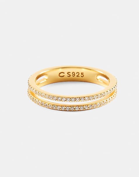 Cernucci Double row  2.5mm micro tennis ring in gold - view 1