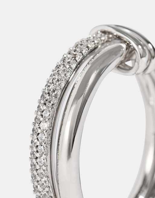 Cernucci Double row polished & iced mix ring - 8mm in silver, 5 of 5