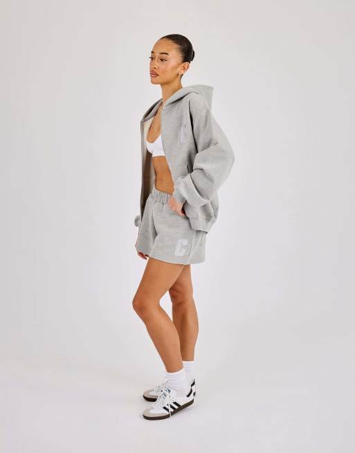 Cernucci Embroidered c shorts in grey, 4 of 4