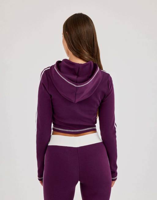 Cernucci Embroidered fitted zip hoodie in purple, 3 of 4