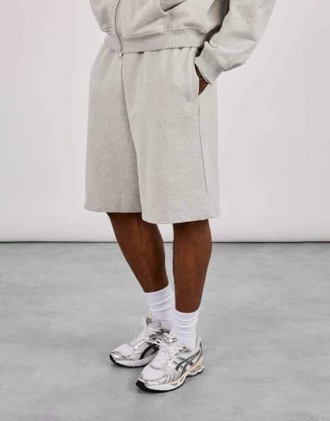 Cernucci Embroidered jersey jorts in grey