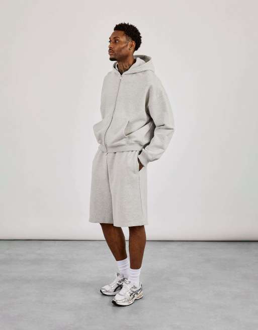 Cernucci Embroidered jersey jorts in grey, 3 of 4