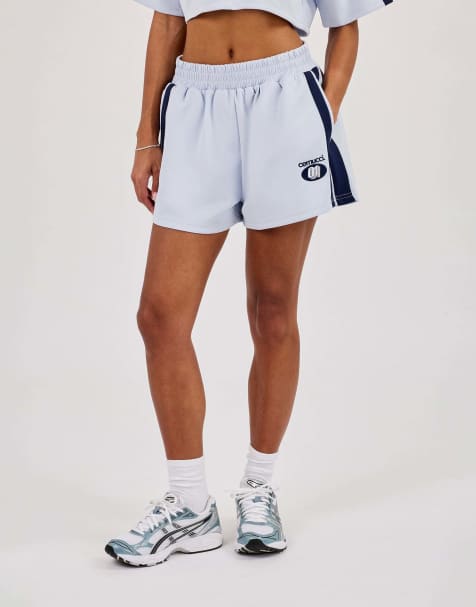 Cernucci embroidered taping shorts in blue - view 1