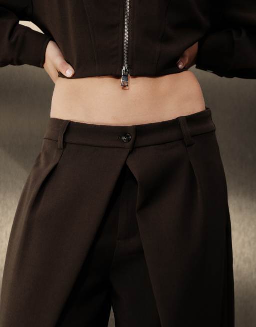 Cernucci ensemble 2 pièces pantalon à double pli coupe barrel marron chocolat, 3 de 5