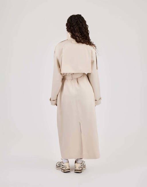 Cernucci Extended funnel neck trench coat in beige, 4 of 4