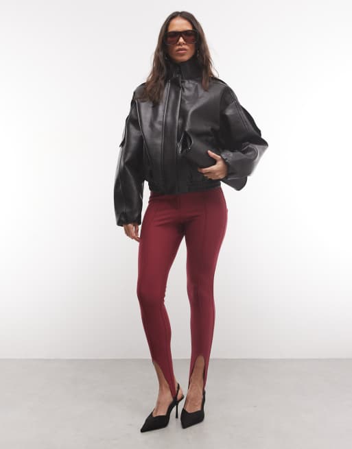 Cernucci faux leather funnel neck zip through jacket in black, 2 of 4
