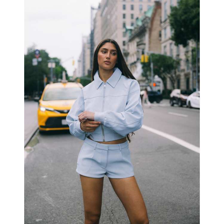 Cernucci faux suede micro shorts in light blue - part of a set | ASOS
