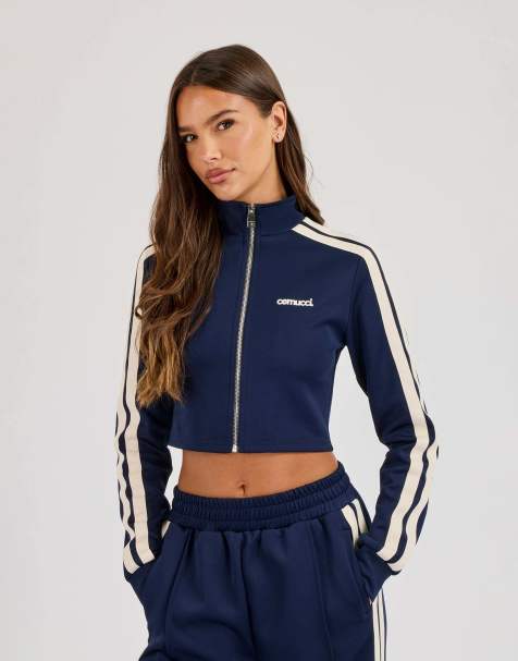 Cernucci Fitted taping track top in blue - view 1