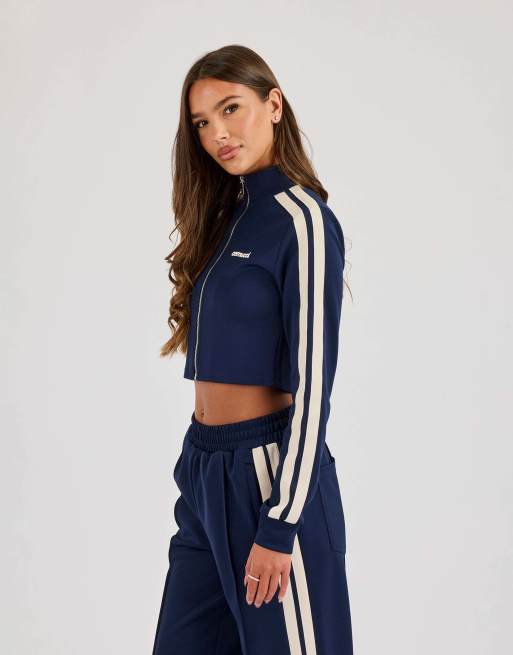 Cernucci Fitted taping track top in blue, 2 of 4
