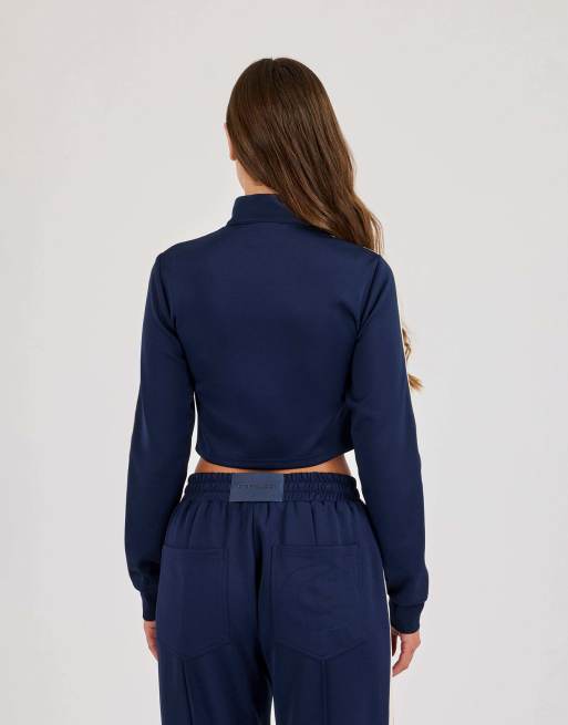 Cernucci Fitted taping track top in blue, 3 of 4