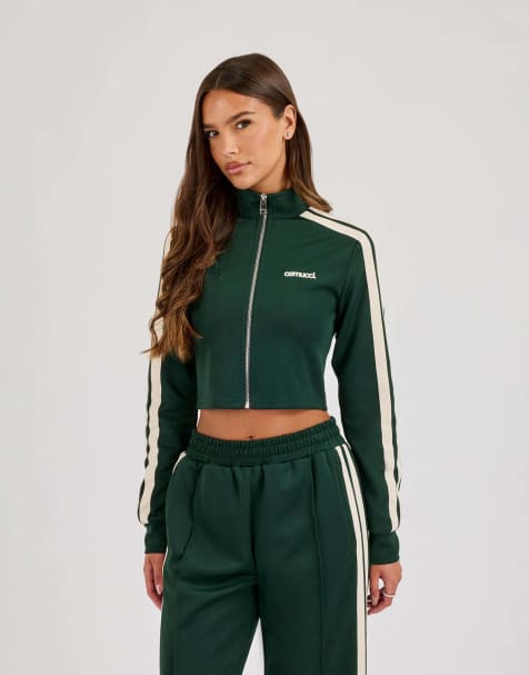 Cernucci Fitted taping track top in green - view 1