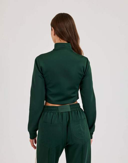 Cernucci Fitted taping track top in green, 3 of 4