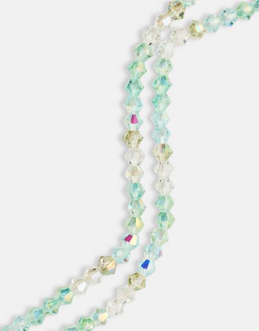 Cernucci Green double layer glass bead bracelet - 4mm in silver, 2 of 4