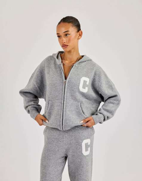Cernucci Hooded zip through knitted jumper in grey - view 1