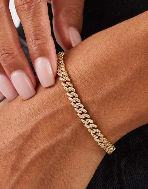Cernucci Iced cuban 5mm link bracelet in gold, 3 of 3