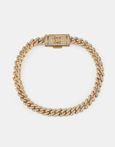 Cernucci Iced cuban link bracelet - 5mm - gold in gold - view 1